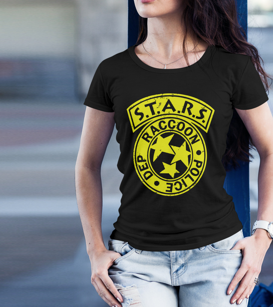 S.T.A.R.S. Raccoon Police Dept Badge Symbol With Stars T-Shirt