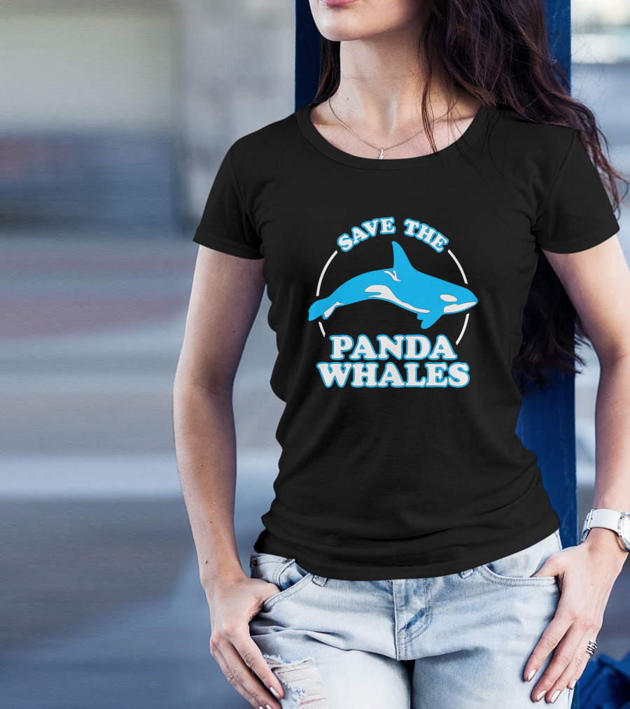 Save The Panda Whales Iconic Blue Orca Conservation Message T-Shirt