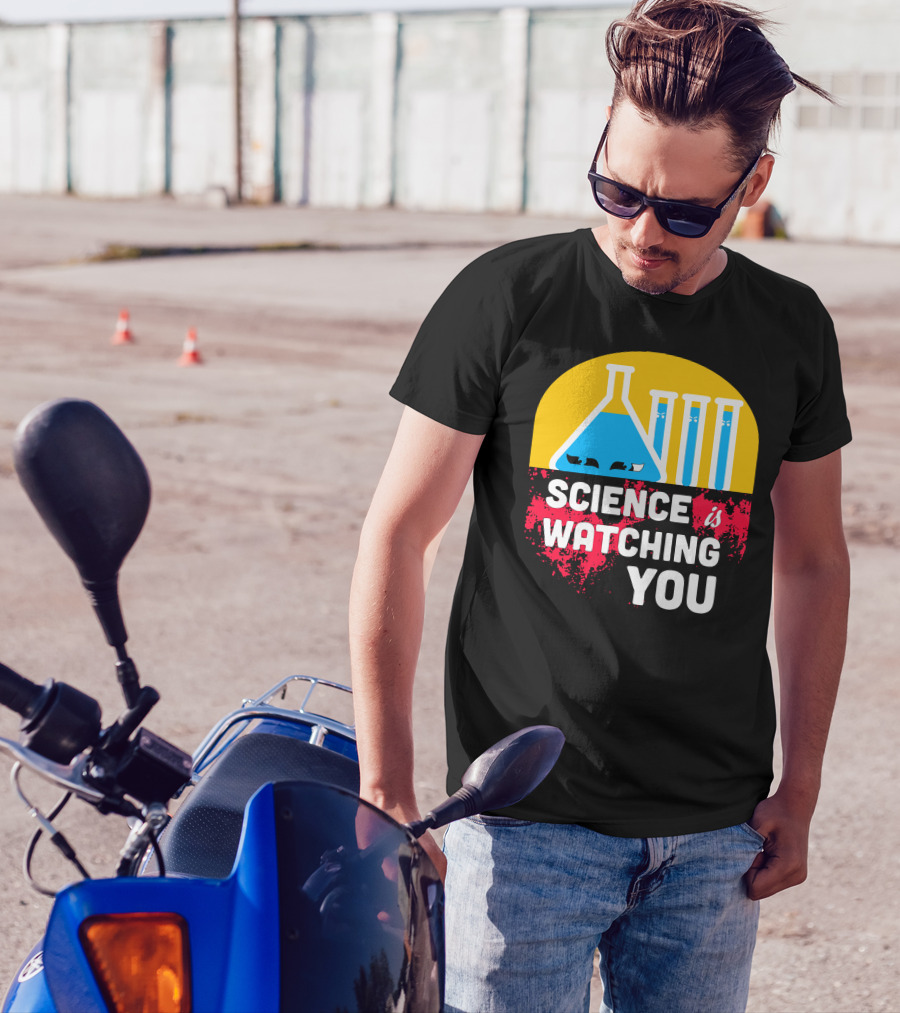 Science Is Watching You Flask Test Tubes Eyes T-Shirt
