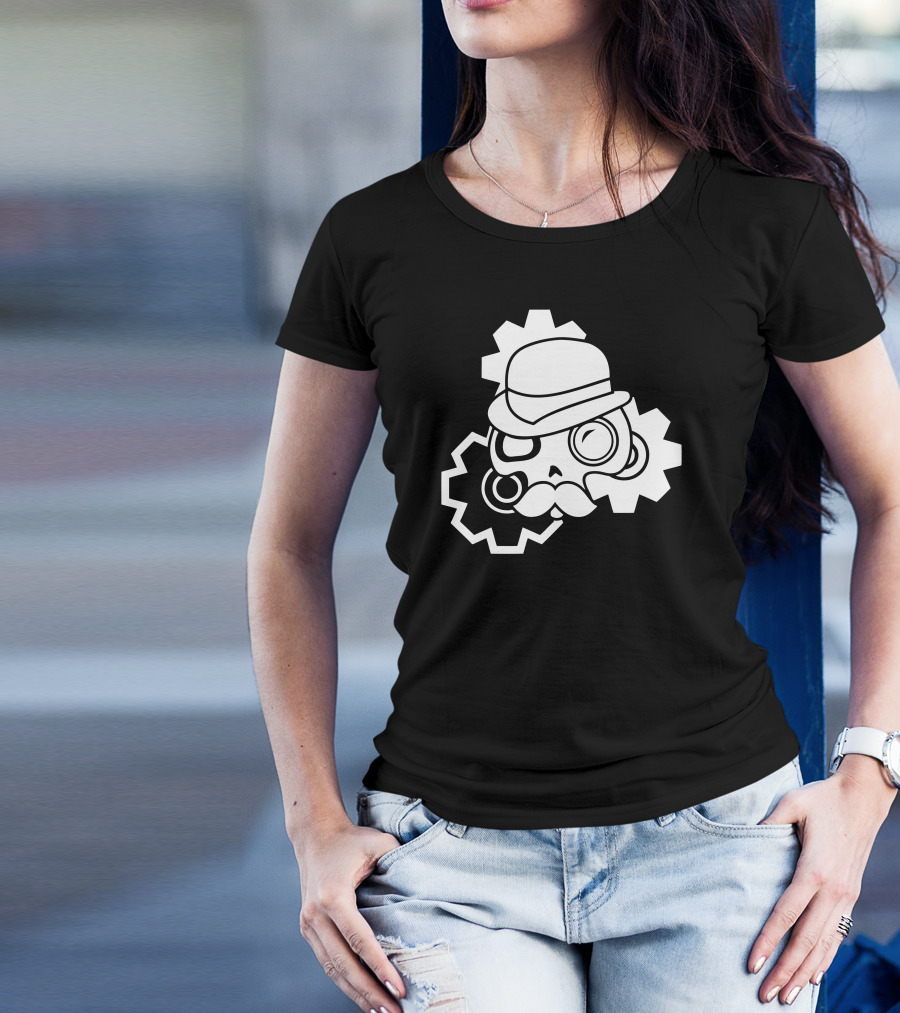 Steampunk Gearhead Skull With Bowler Hat And Monocle T-Shirt