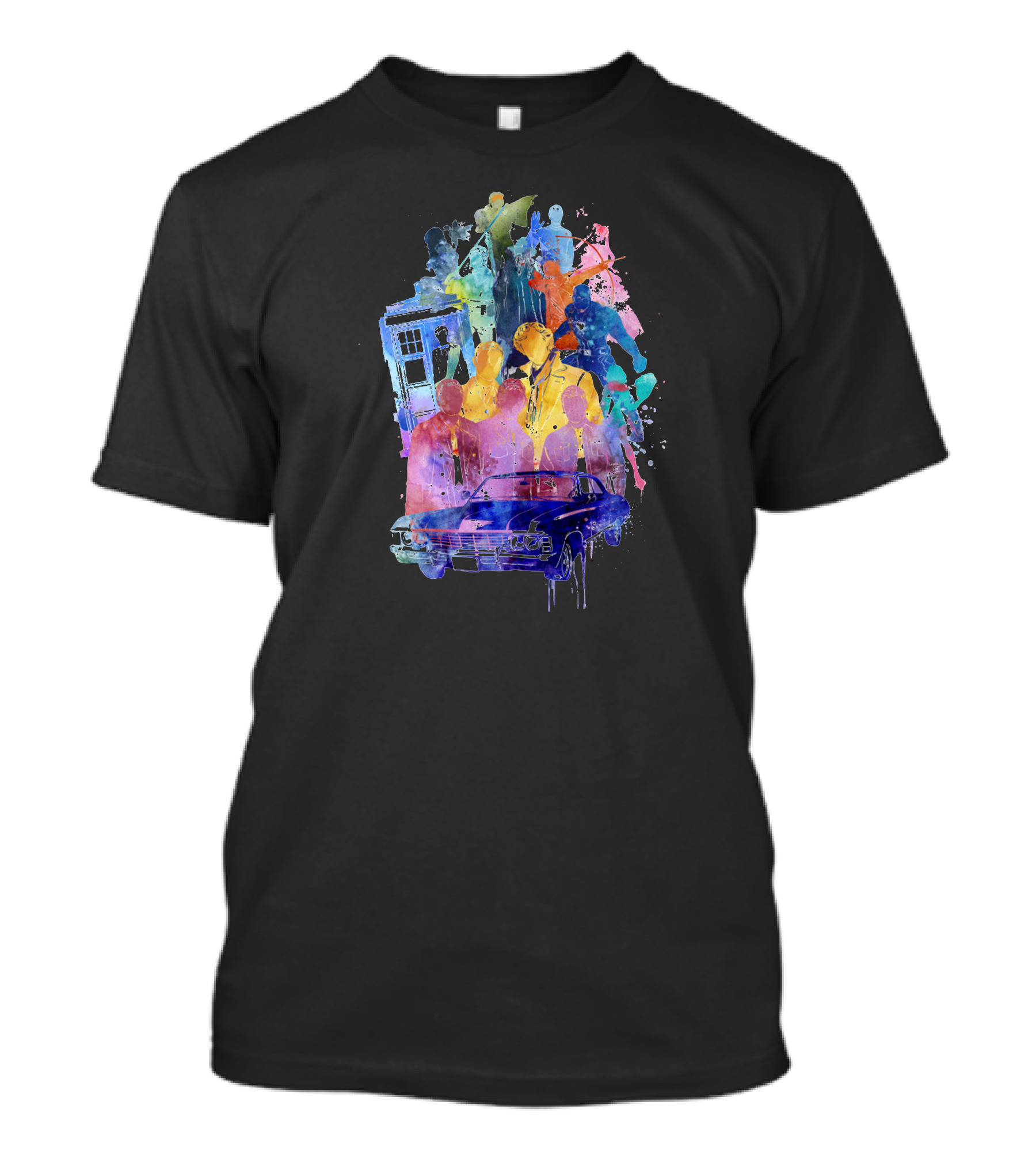 Super Fandom Collage Tardis Impala Icons T-Shirt