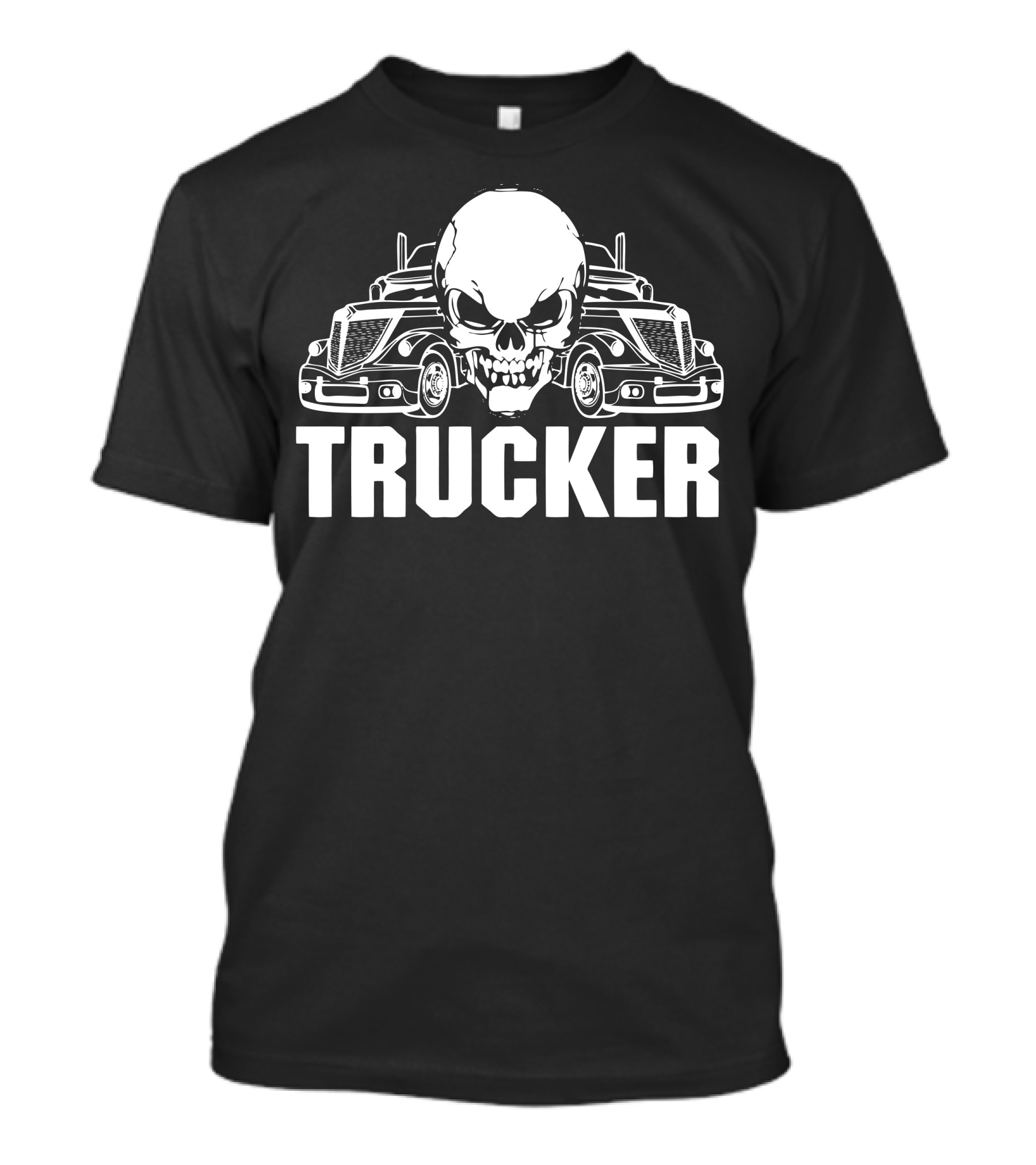 Trucker Skull With Big Rigs T-Shirt