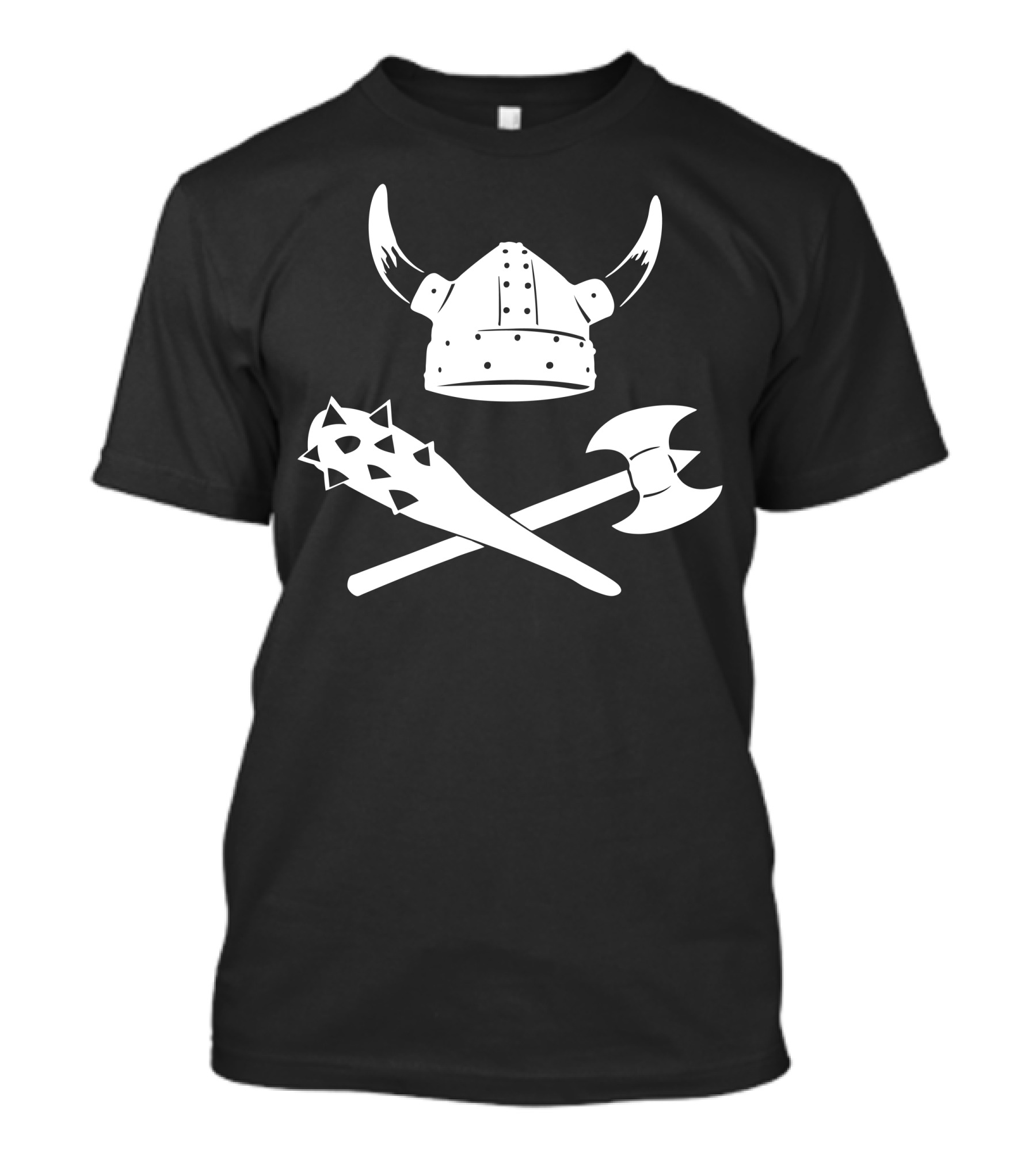 Viking Helmet Battle Axe Mace Emblem T-Shirt