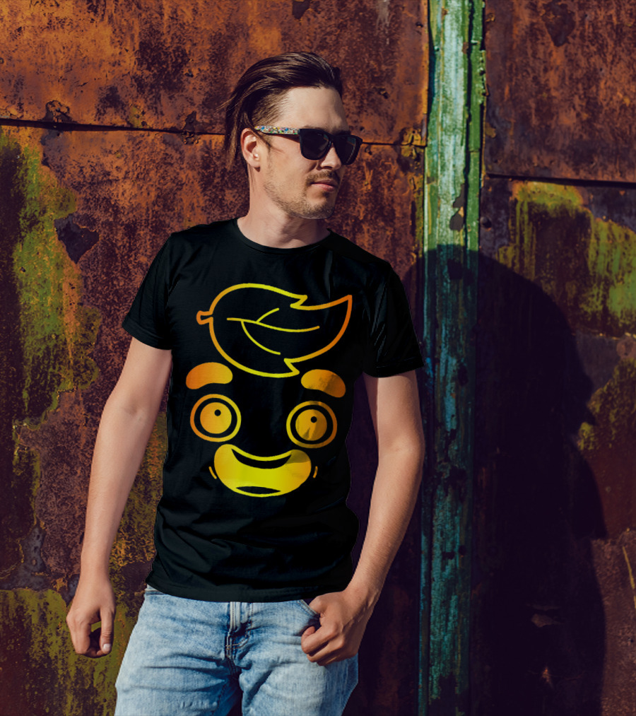 Guava Juice Lovers Gold Face Youth Adults Smiling Leaf Head T-Shirt