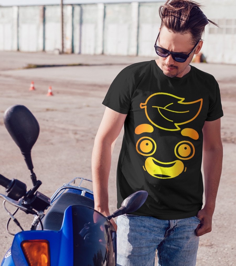 Guava Juice Lovers Gold Face Youth Adults Smiling Leaf Head T-Shirt