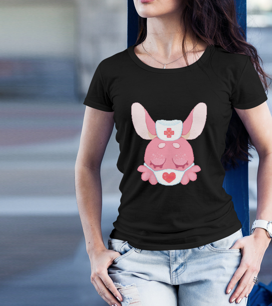 Bunny Nurse Heart Cross Mask Cute Pink Ears T-Shirt