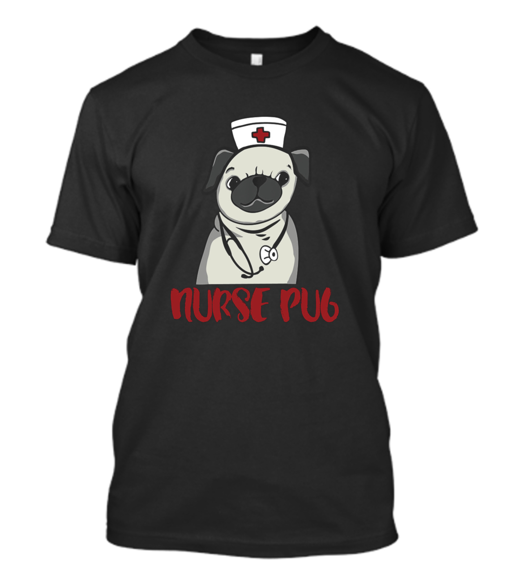 Nurse Pug Pug Dog Pet Nursing LVN RN Nurse Practitioner Stethoscope Hat T-Shirt