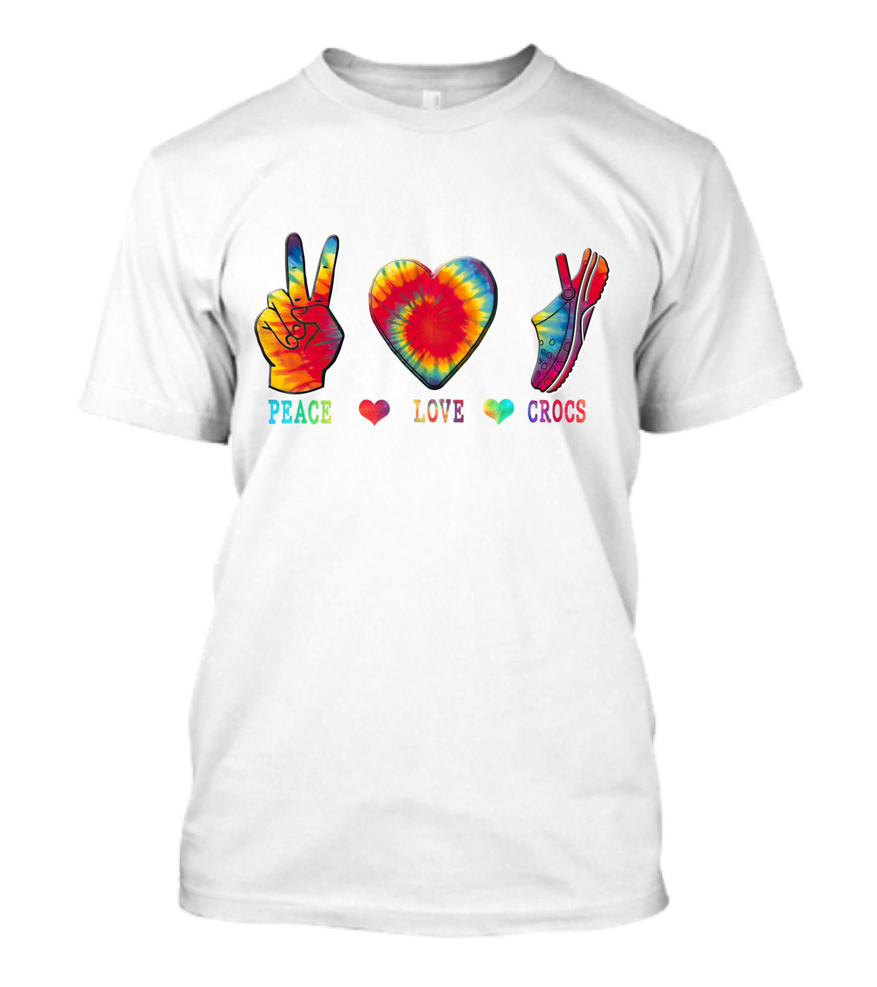 Peace Love Crocs Funny Family Tie Dye Peace Sign Heart Crocs T-Shirt