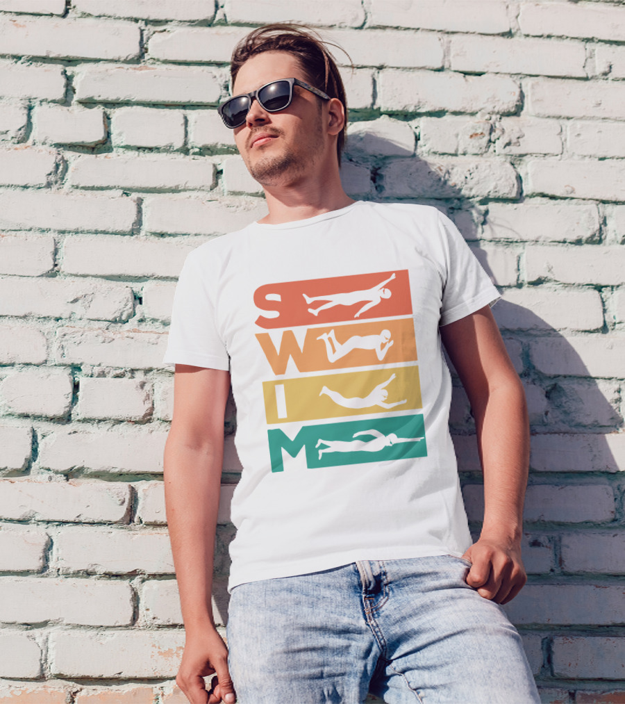 Retro Vintage Swim Dive Stroke For Swimmers T-Shirt