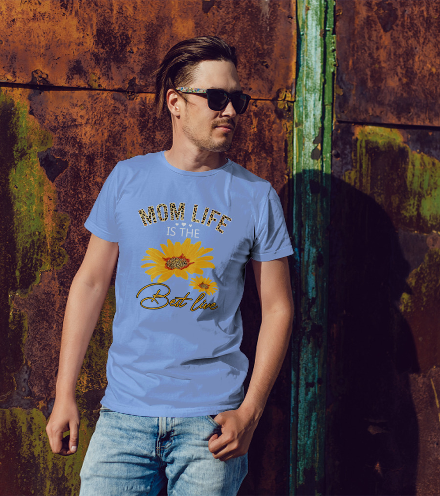 Mom Life Best Life Leopard Print Sunflower T-Shirt