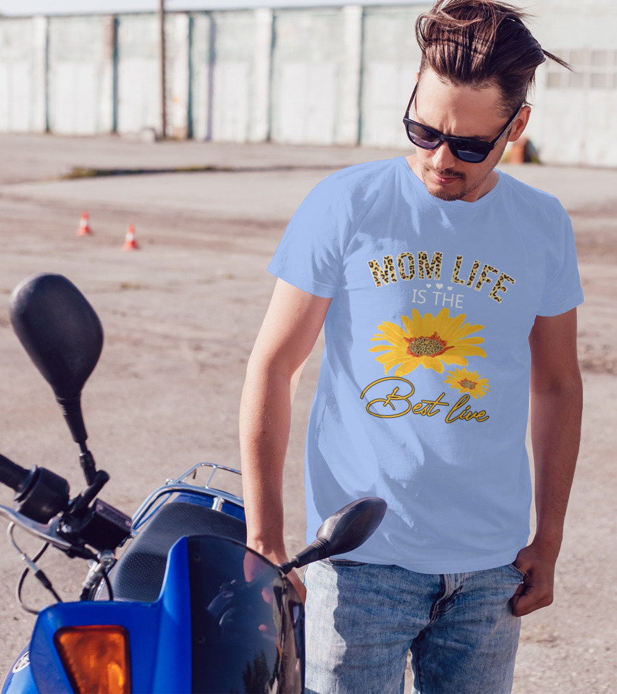 Mom Life Best Life Leopard Print Sunflower T-Shirt