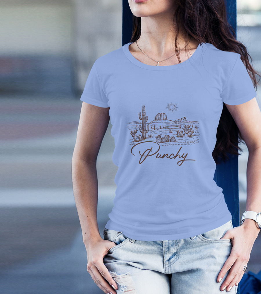 Punchy Western Desert Cactus Landscape Texas Ranch Southwest T-Shirt