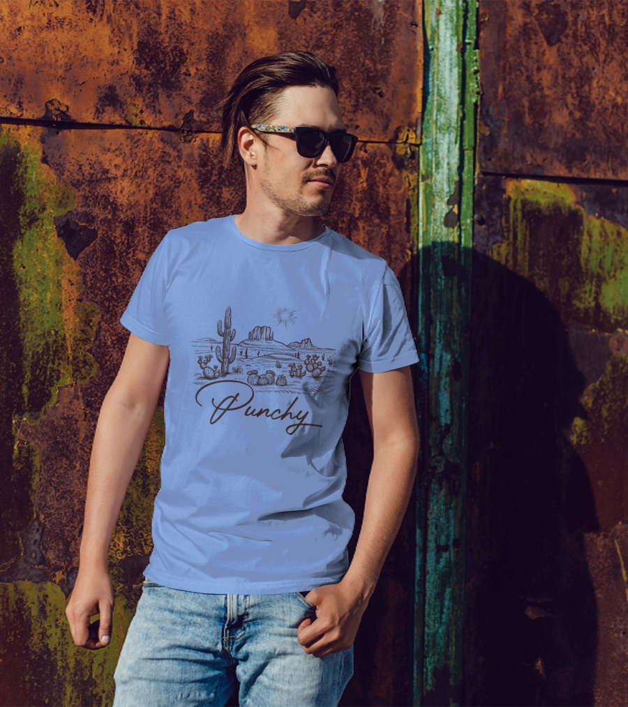 Punchy Western Desert Cactus Landscape Texas Ranch Southwest T-Shirt