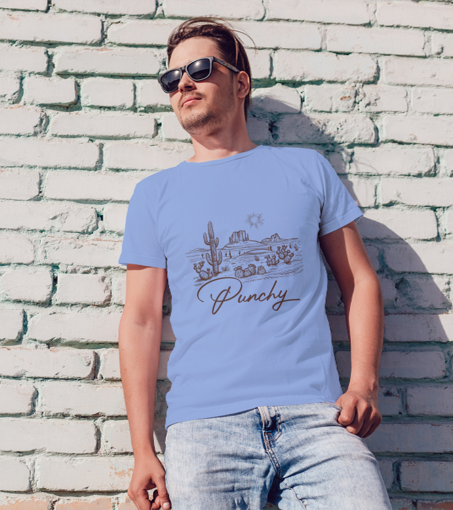 Punchy Western Desert Cactus Landscape Texas Ranch Southwest T-Shirt