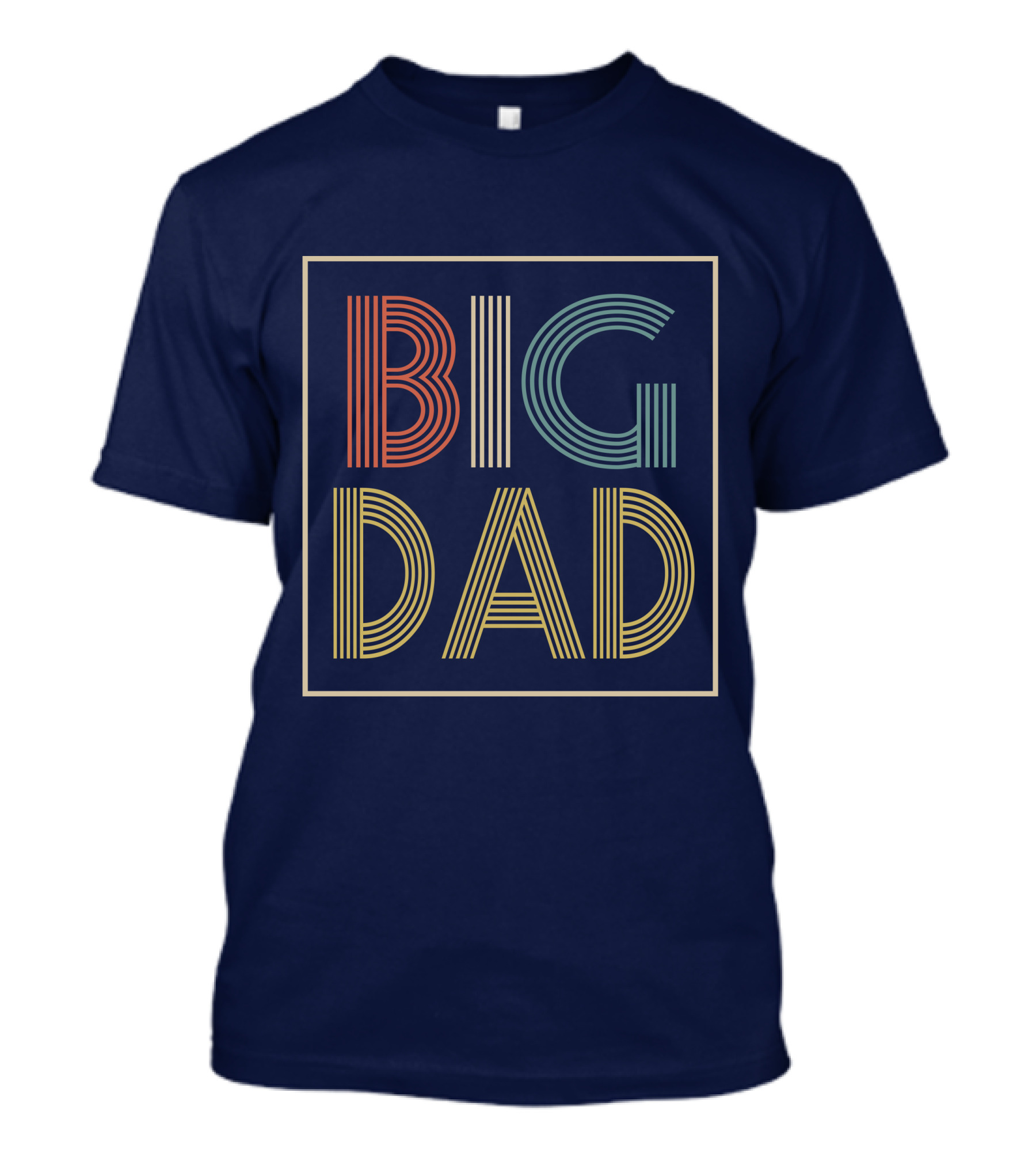 BIG DAD Retro Striped Typography T-Shirt