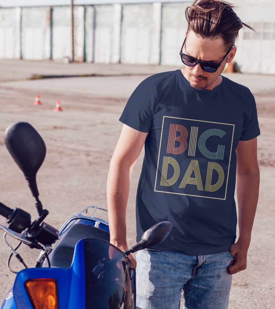 BIG DAD Retro Striped Typography T-Shirt