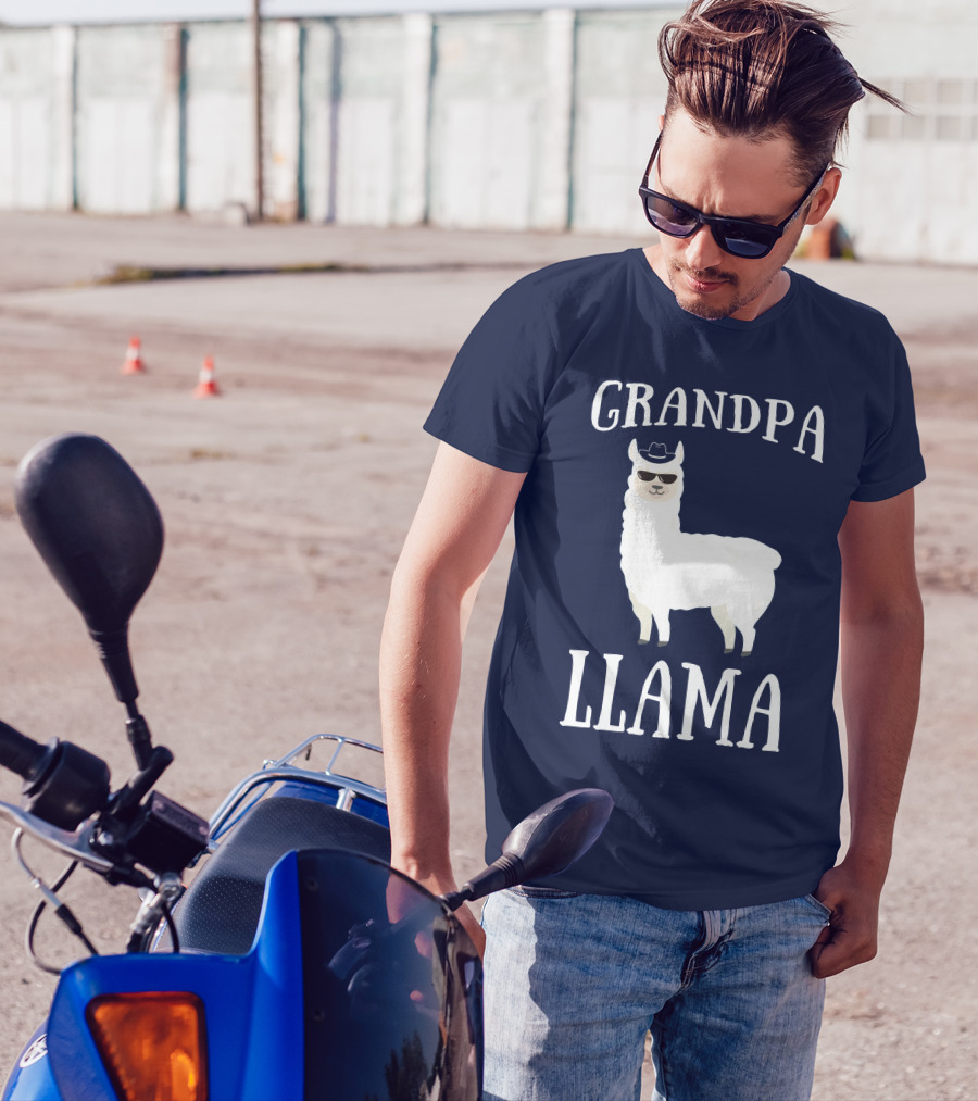 GRANDPA LLAMA Cool Hat Sunglasses T-Shirt