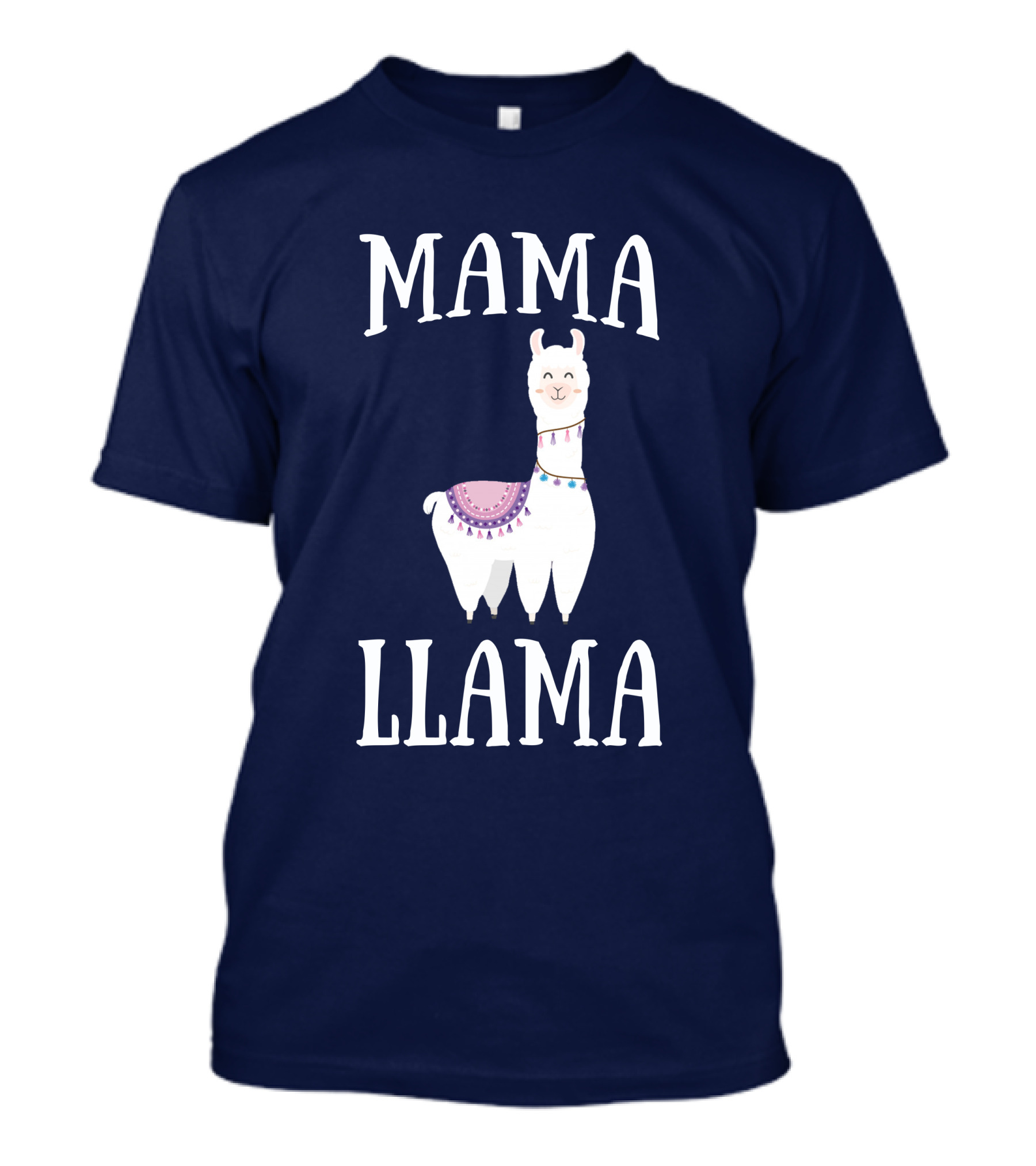 MAMA LLAMA Whimsical Llama Illustration With Colorful Blanket And Beads T-Shirt