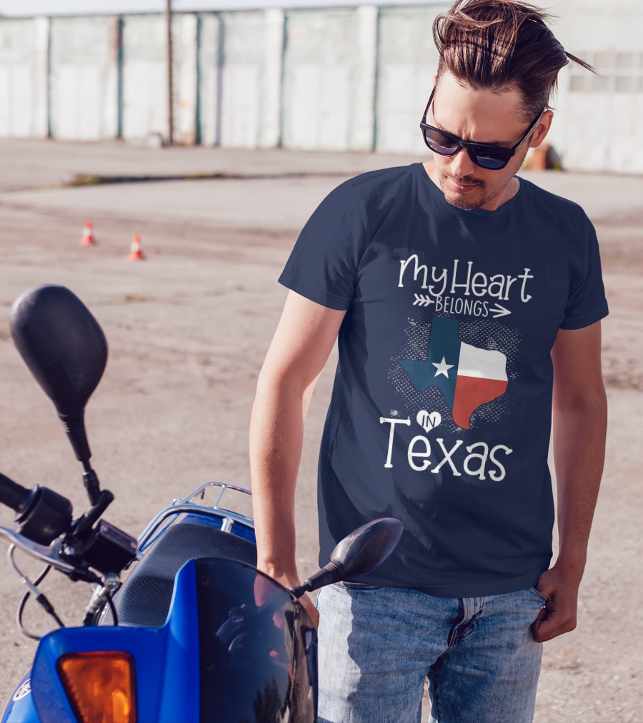 My Heart Belongs In Texas State Flag Map T-Shirt