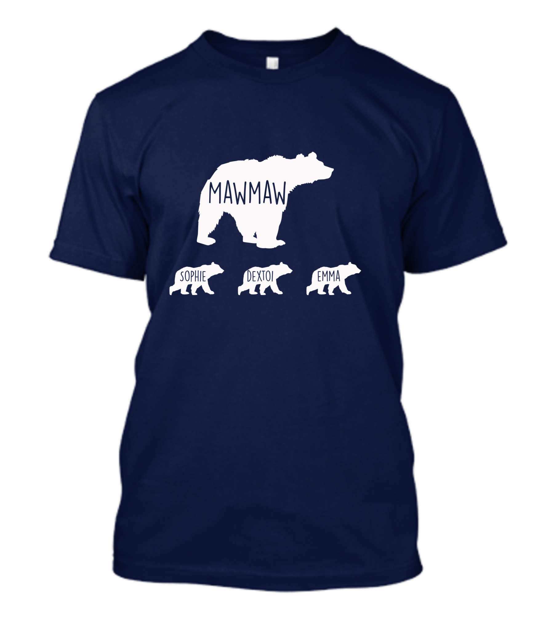 Mamaw With Grandkids Names Sophie Dextoi Emma Bear Family T-Shirt
