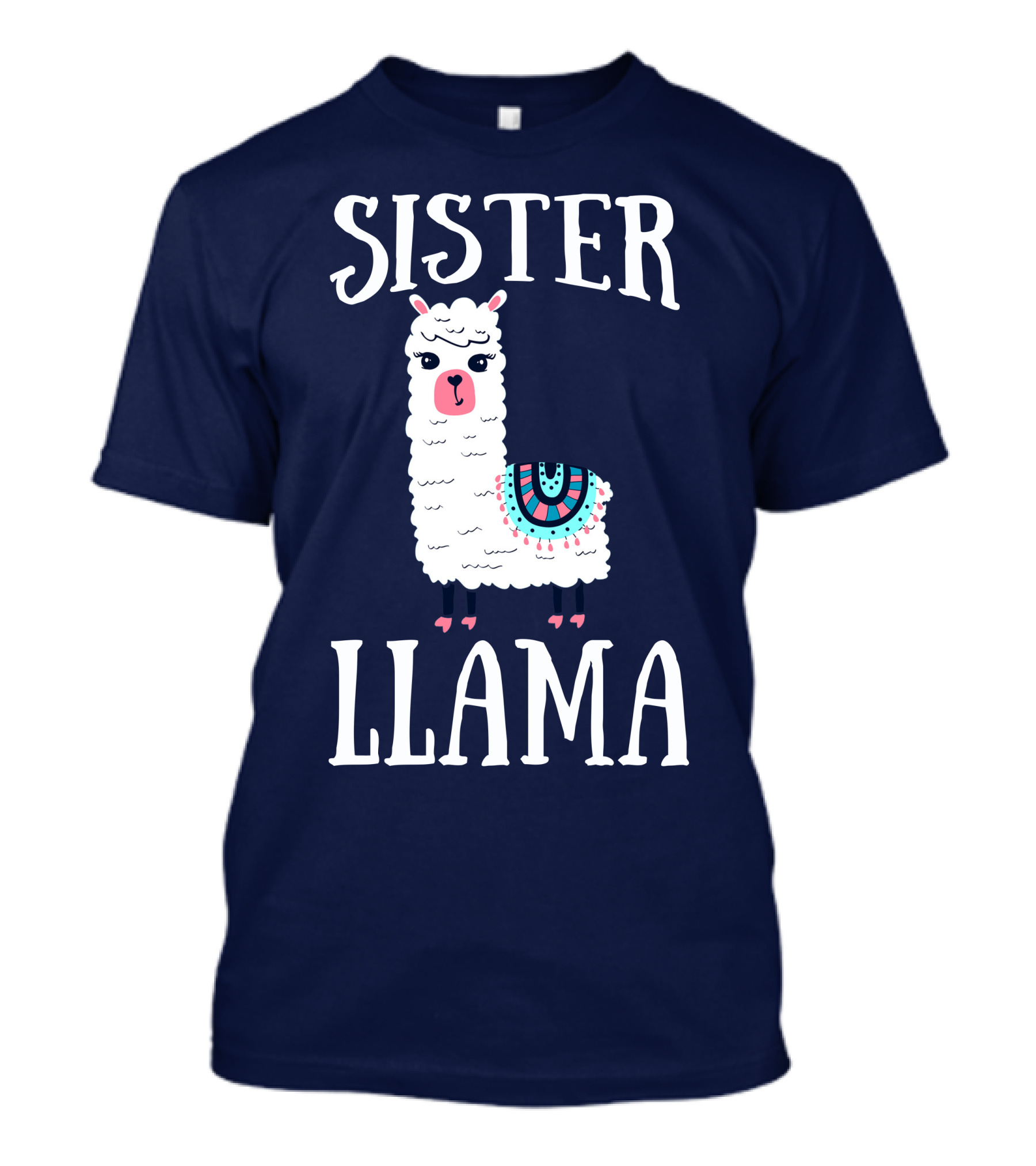 SISTER LLAMA Cute Llama With Colorful Blanket T-Shirt