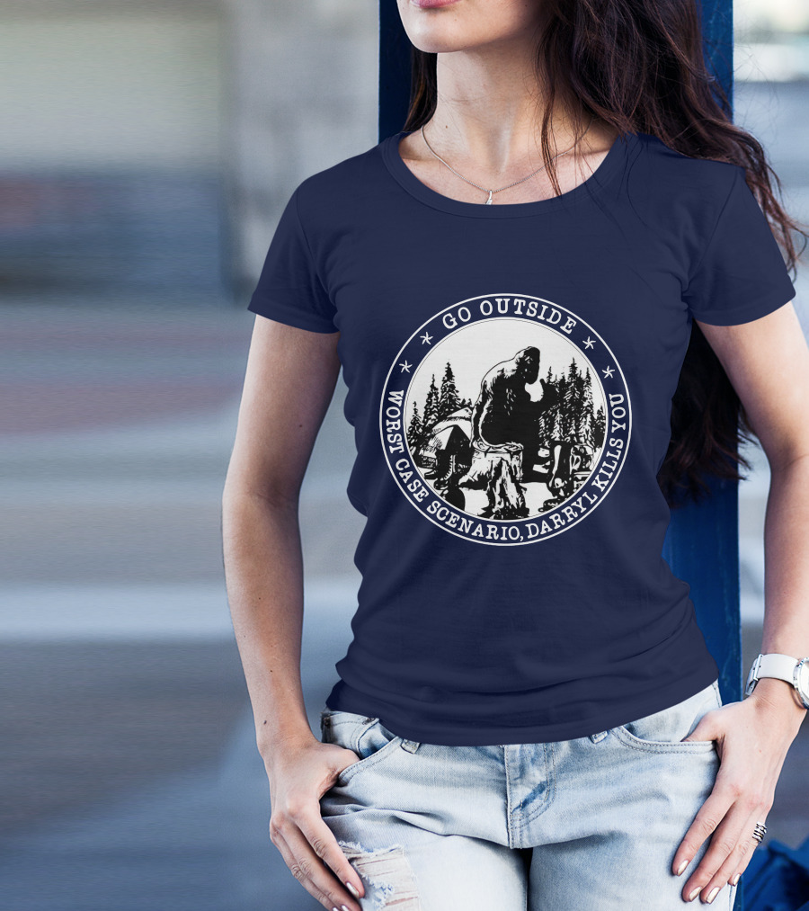 Go Outside Bigfoot Worst Case Scenario Darryl Kills You Forest Scene T-Shirt