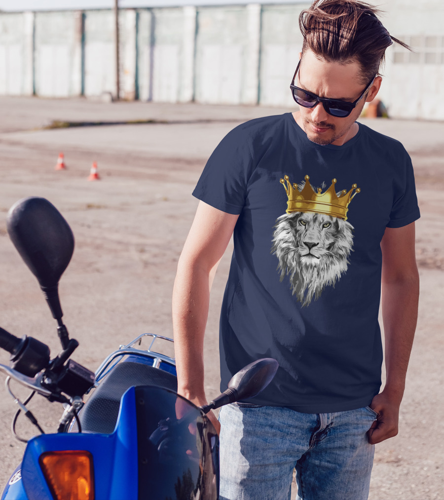 Regal Lion With Golden Crown Power King Majesty T-Shirt