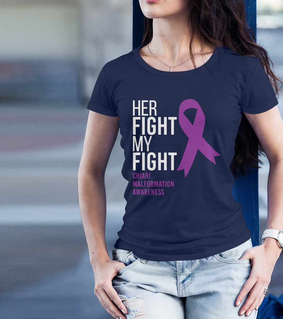 Her Fight My Fight Chiari Malformation Awareness Purple T-Shirt