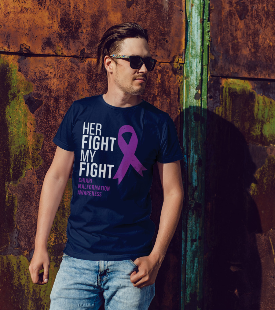 Her Fight My Fight Chiari Malformation Awareness Purple T-Shirt
