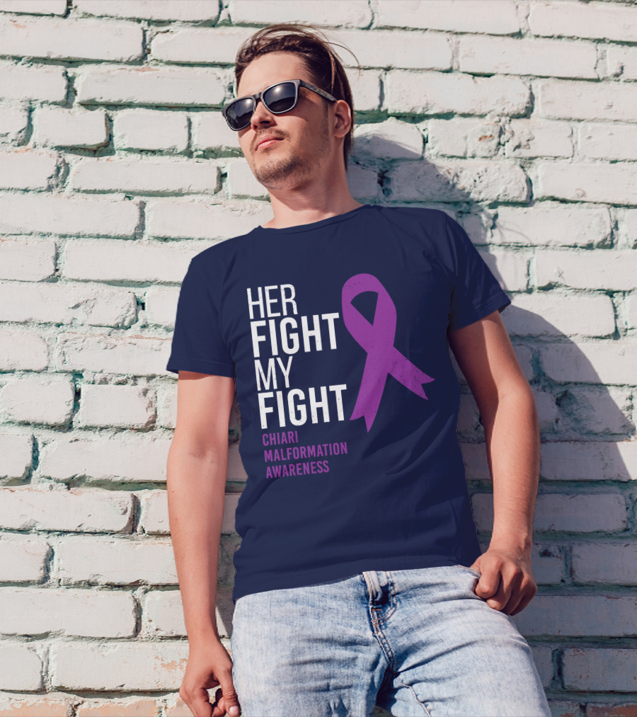 Her Fight My Fight Chiari Malformation Awareness Purple T-Shirt