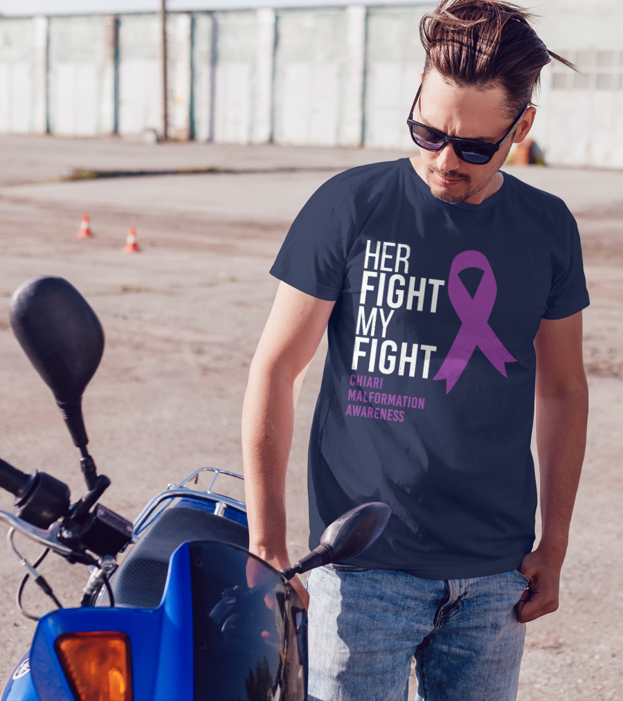 Her Fight My Fight Chiari Malformation Awareness Purple T-Shirt