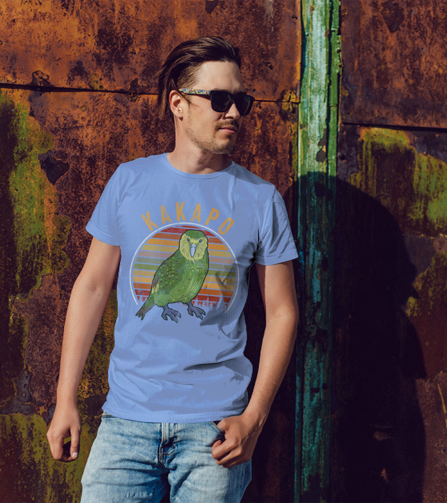 Vintage Kakapo Parrot Retro Stripes T-Shirt