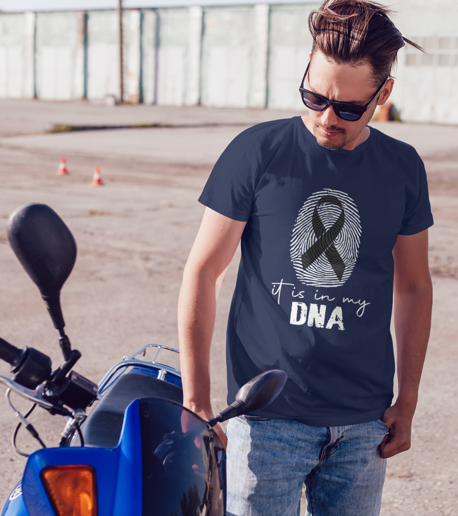 It Is In My DNA Melanoma Cancer Awareness Ribbon Fingerprint T-Shirt
