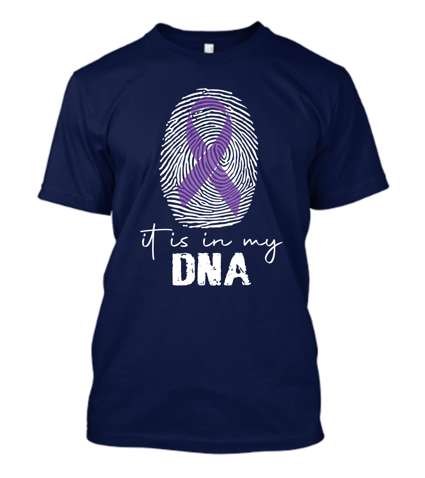 RD It Is In My DNA Pancreatic Cancer Awareness Purple Ribbon Fingerprint T-Shirt
