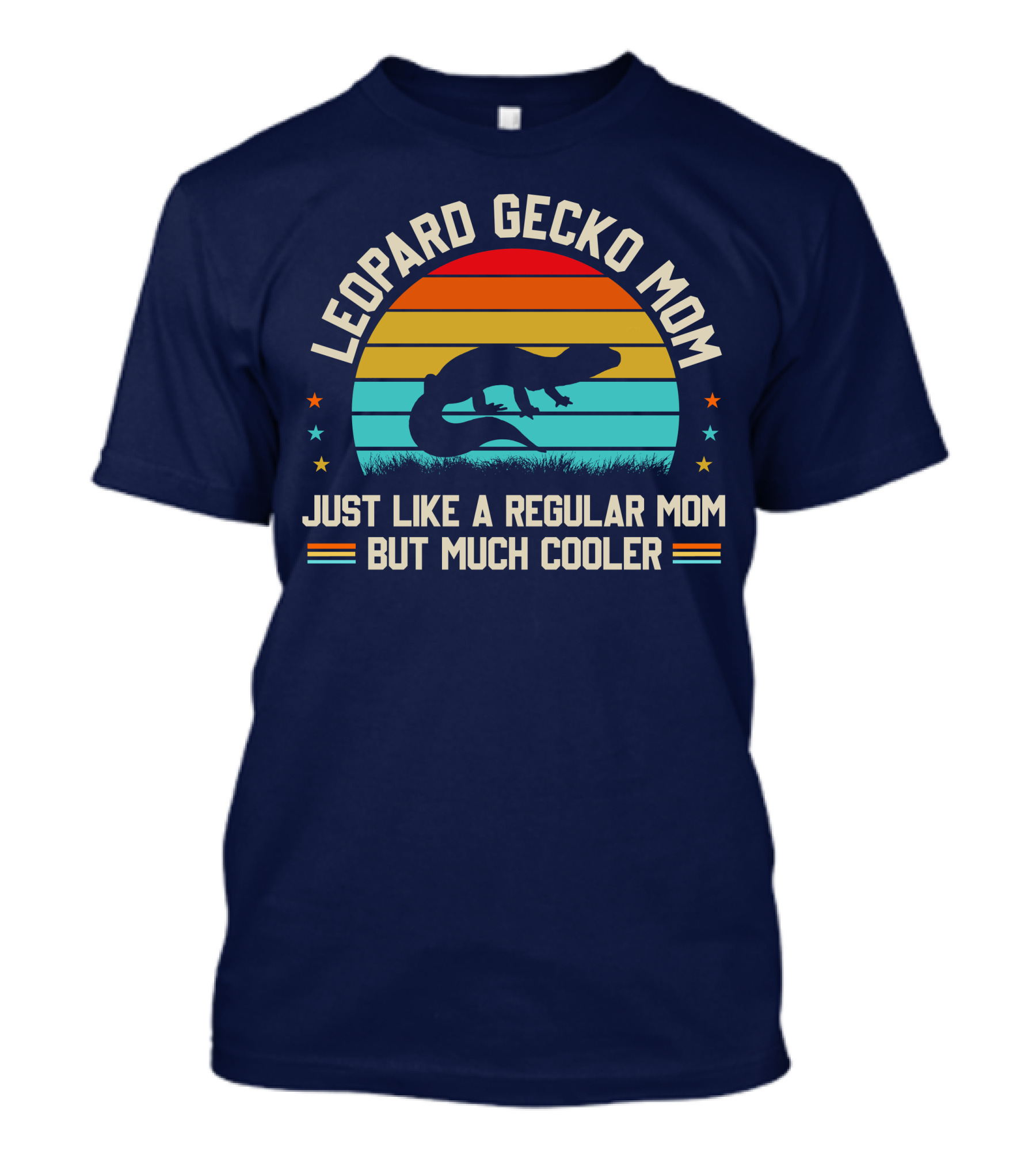 Leopard Gecko Mom Just Like A Regular Mom But Much Cooler Retro Sunset Lizard T-Shirt
