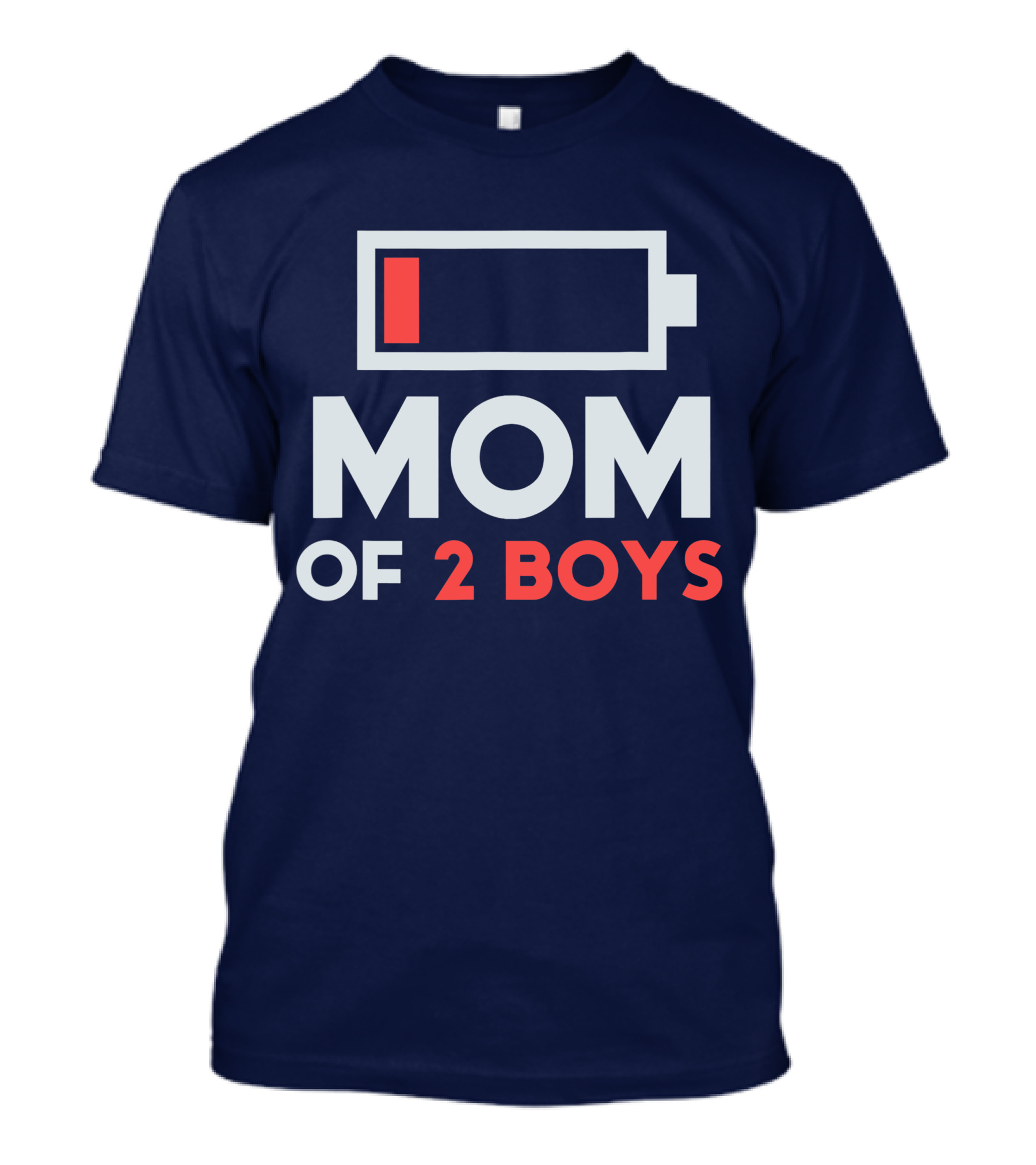 Low Battery Mom Of 2 Boys From Son Birthday T-Shirt