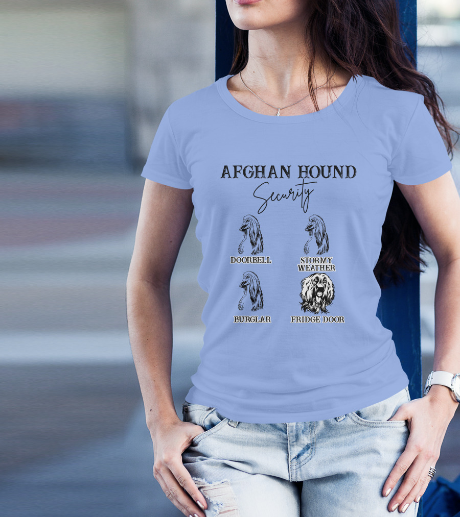 Afghan Hound Security Doorbell Stormy Weather Burglar Fridge Door T-Shirt