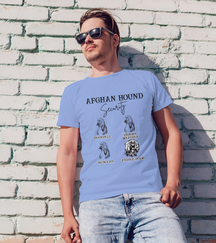 Afghan Hound Security Doorbell Stormy Weather Burglar Fridge Door T-Shirt