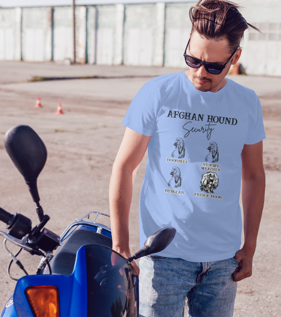 Afghan Hound Security Doorbell Stormy Weather Burglar Fridge Door T-Shirt