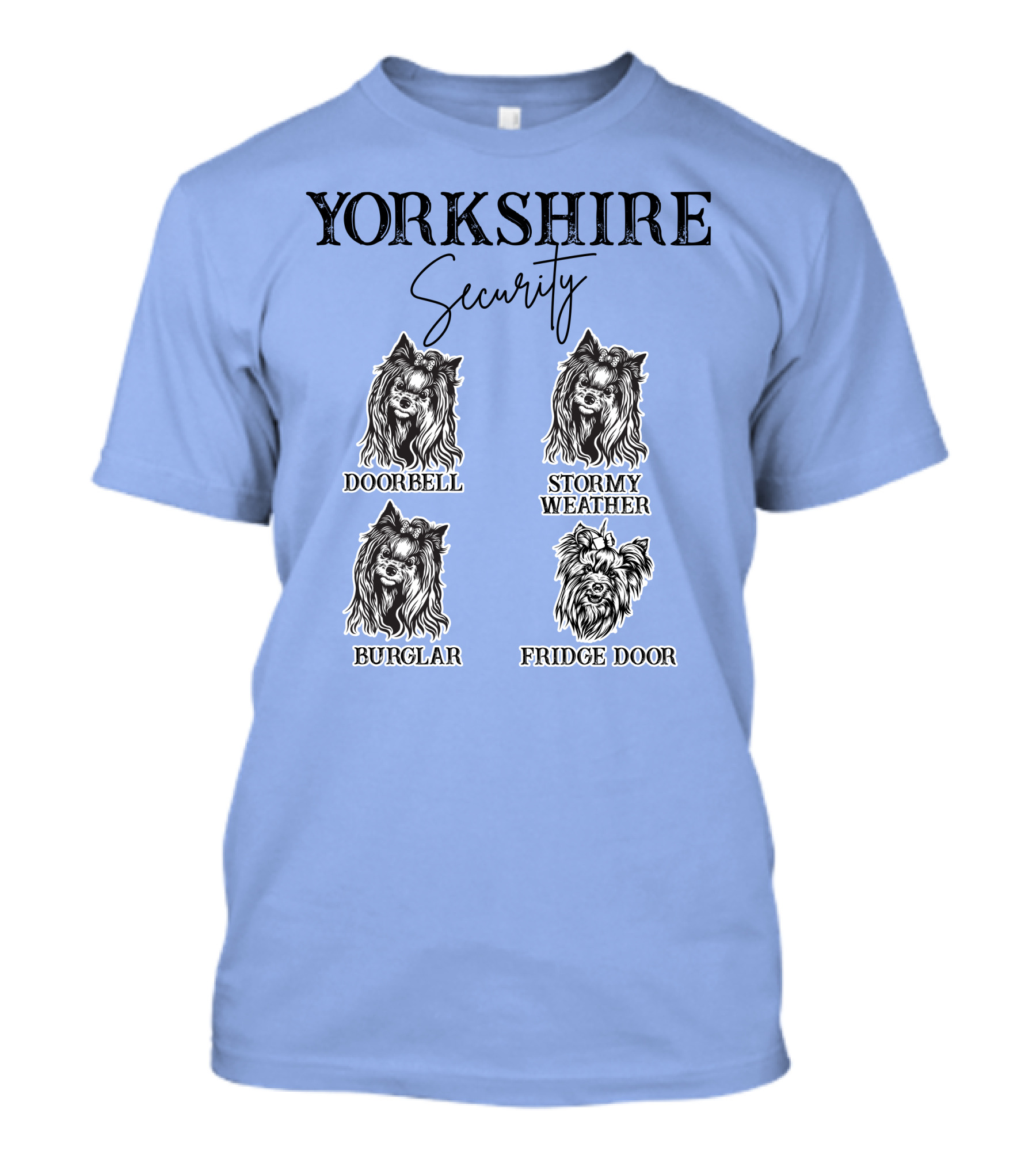 Yorkshire Security Doorbell Stormy Weather Burglar Fridge Door Guard Dog Owner T-Shirt