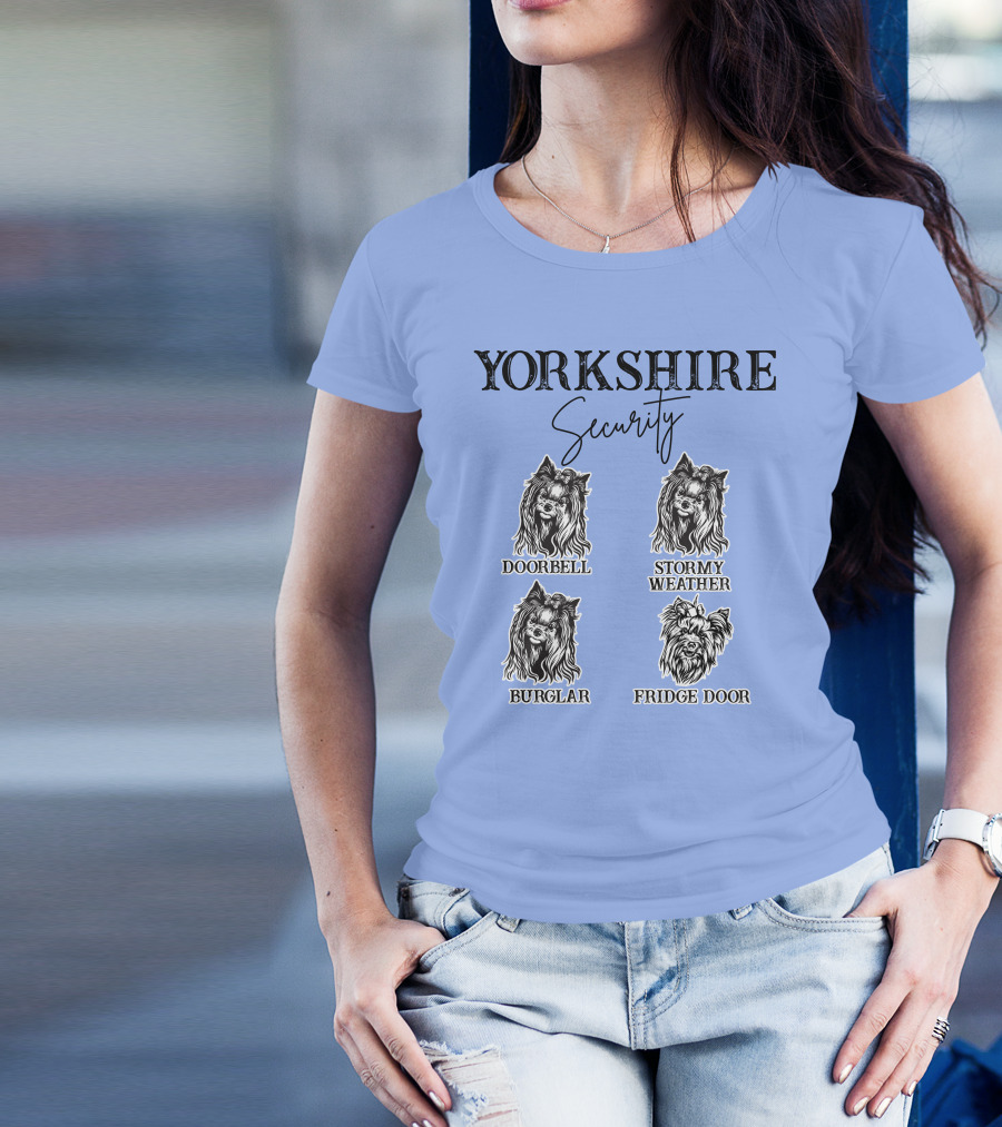 Yorkshire Security Doorbell Stormy Weather Burglar Fridge Door Guard Dog Owner T-Shirt