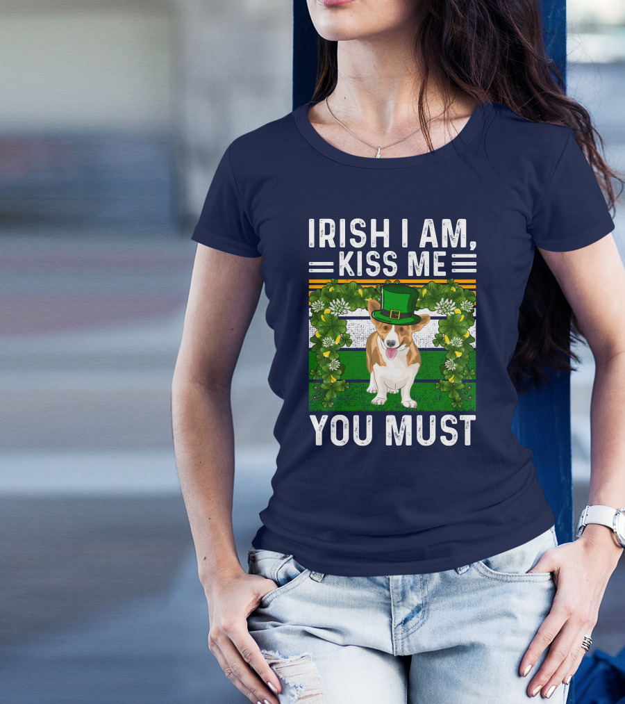 Irish I Am Kiss Me You Must Corgi St Patrick's Day T-Shirt