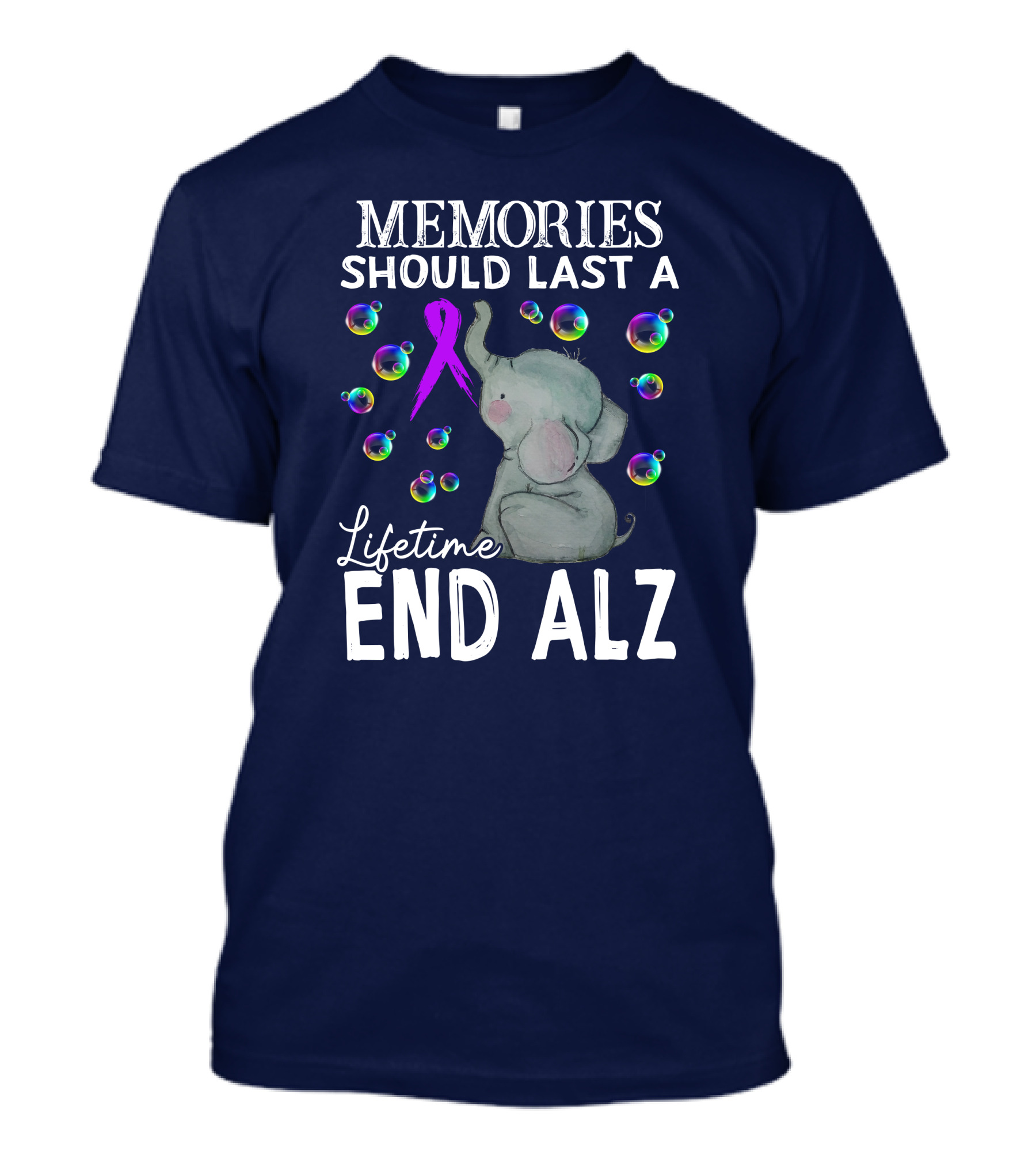 Memories Should Last A Lifetime End ALZ With Elephant And Purple T-Shirt