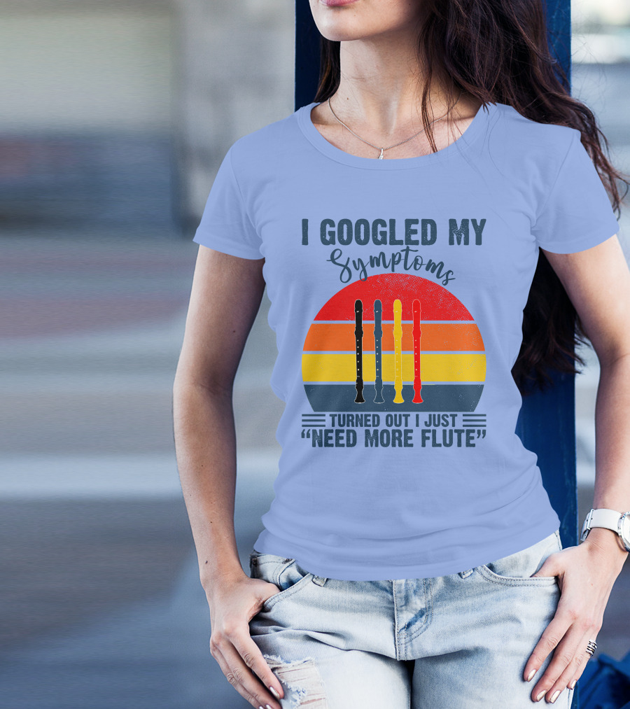 I Googled My Symptoms Need More Flute Retro Sunset Stripes T-Shirt