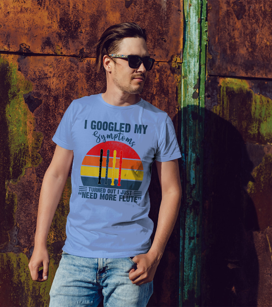 I Googled My Symptoms Need More Flute Retro Sunset Stripes T-Shirt
