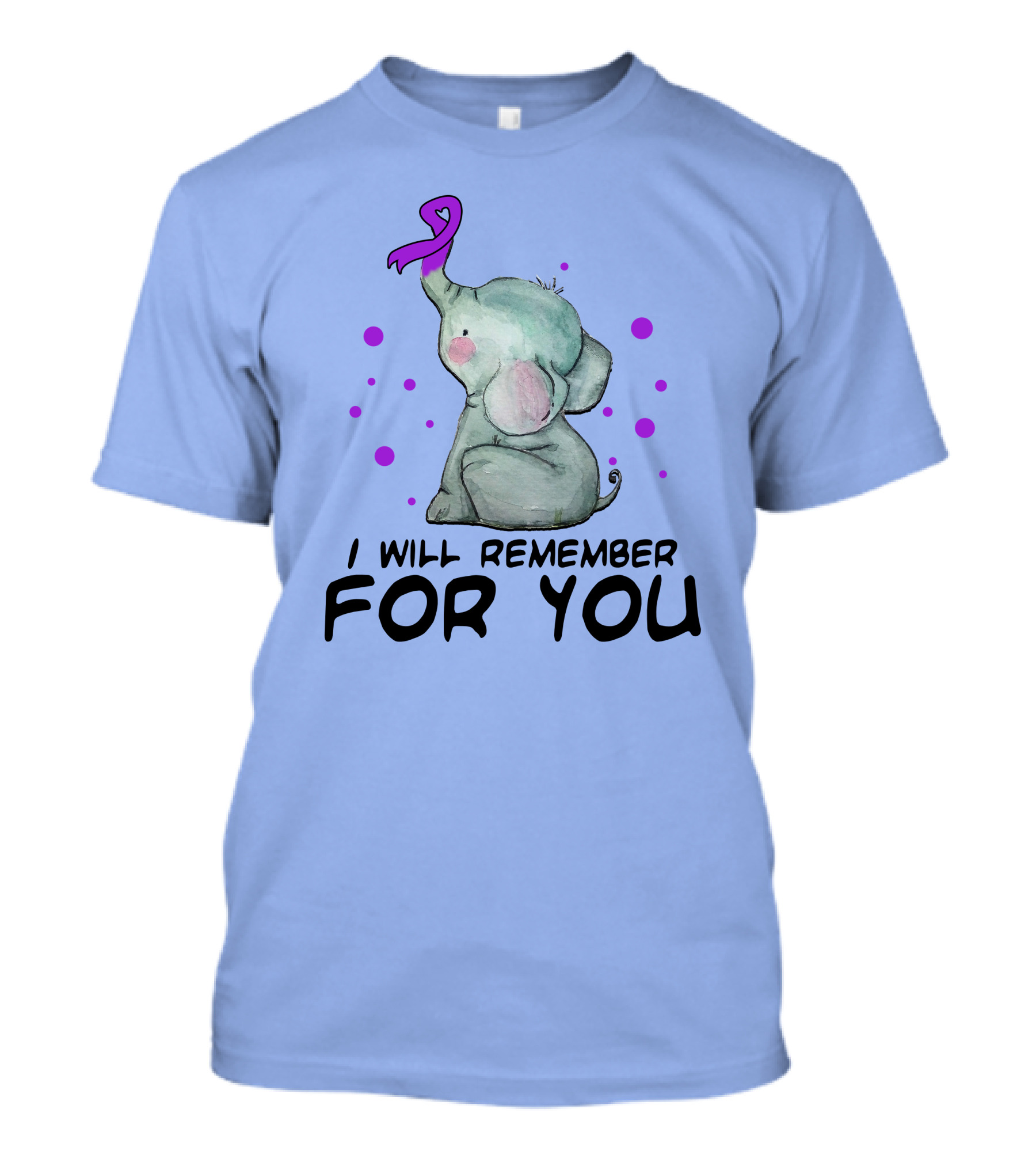 I Will Remember For You Elephant Purple Ribbon Awareness T-Shirt
