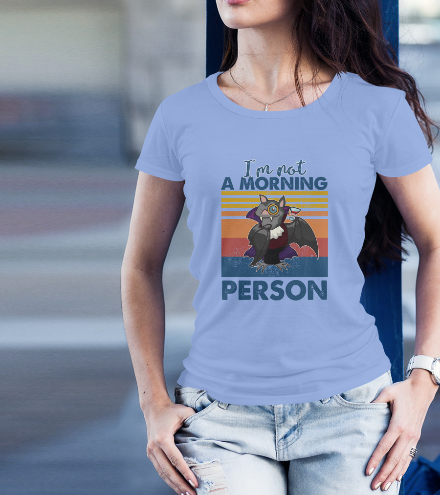 I'm Not A Morning Person Bat Retro Stripes Rd T-Shirt