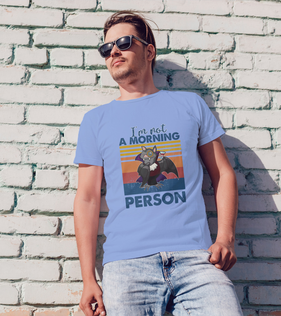 I'm Not A Morning Person Bat Retro Stripes Rd T-Shirt