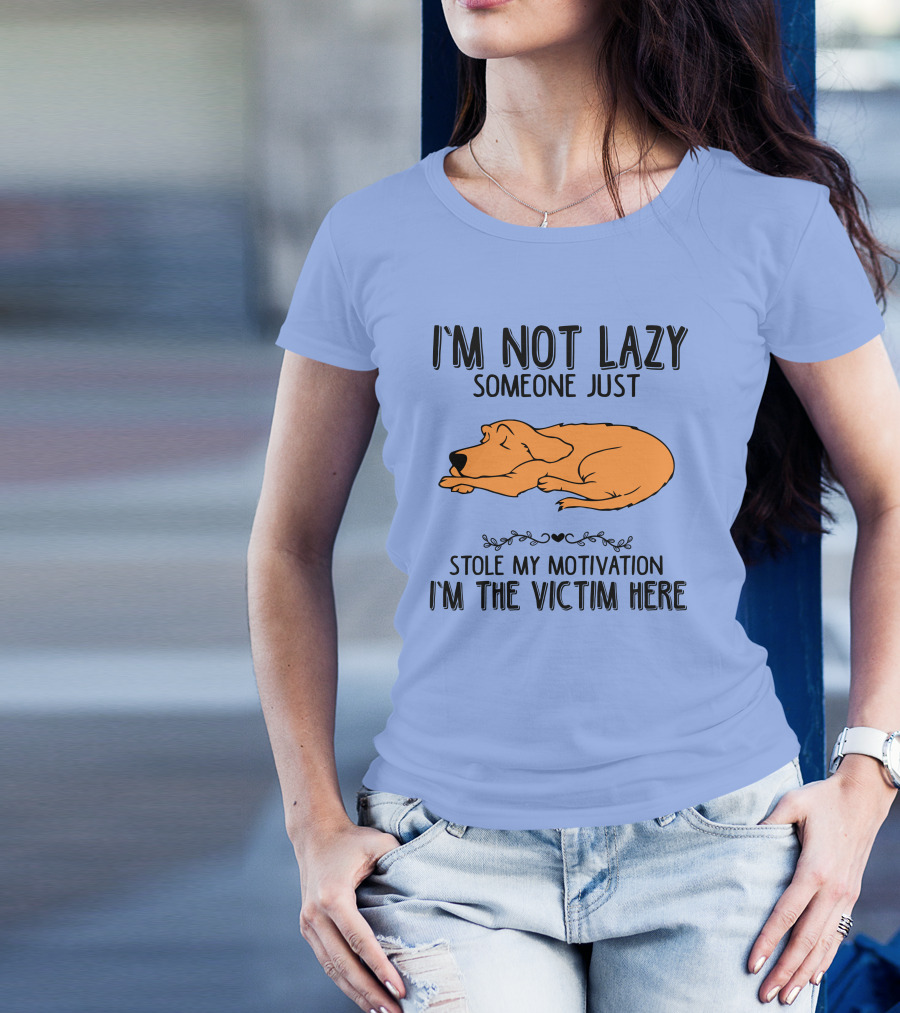 I'm Not Lazy Someone Just Stole My Motivation I'm The Victim Here Sleeping Dachshund T-Shirt