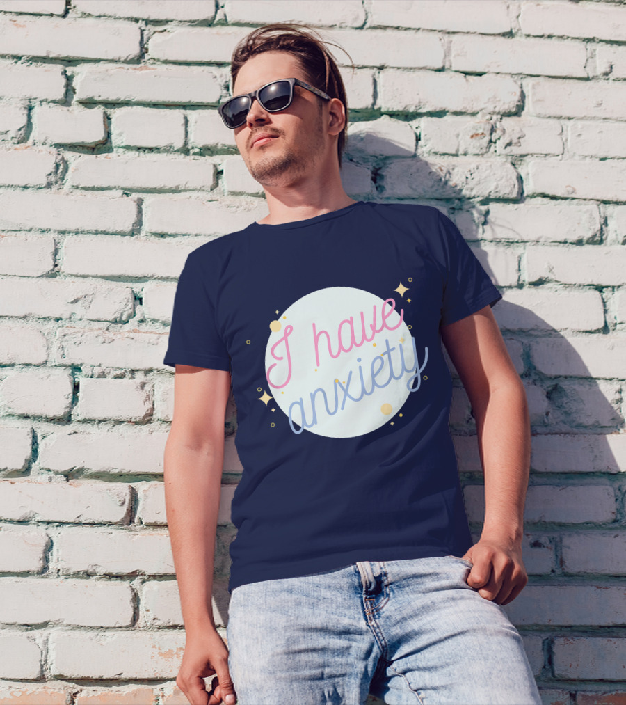 Black Aesthetic I Have Anxiety Pastel Stars And Moon T-Shirt